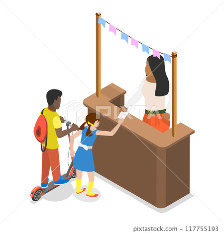 3D Isometric Flat Vector Illustration of School Fair , Children Having Fun. Item 3 3D Isometric Flat Vector Illustration of School Fair , Children Having Fun. Item 3 117755193