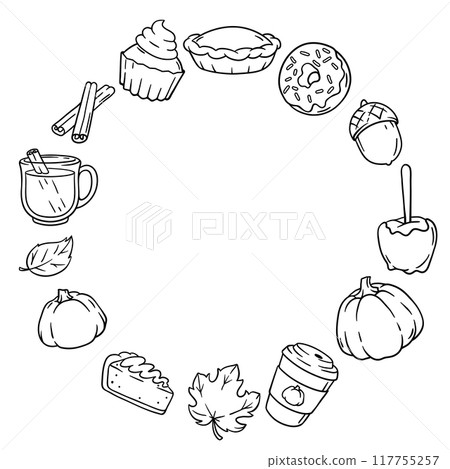 Autumn items and food design. Happy Thanksgiving Day and Halloween traditional symbols. 117755257