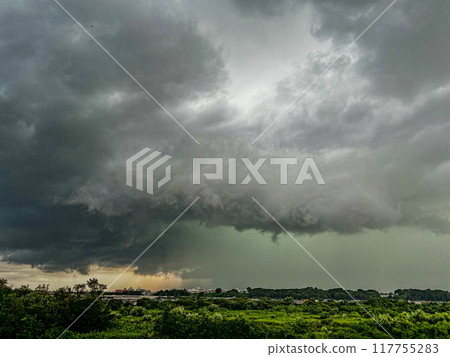 Rain clouds and pillars 117755283