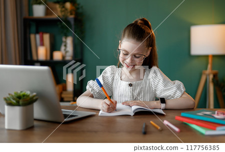 Girl doing homework 117756385