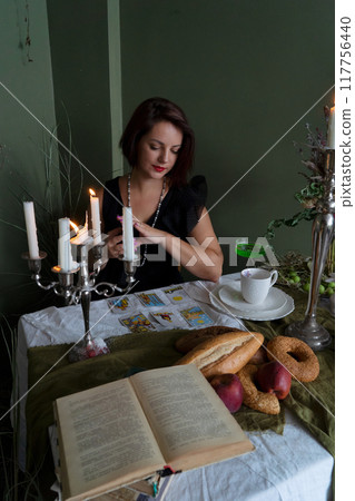 Tarot Reading Session with Vintage Cards and Elegant Decor Tarot Reading Session with Vintage Cards and Elegant Decor 117756440