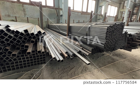 Metal profile in the store's warehouse. 117756584