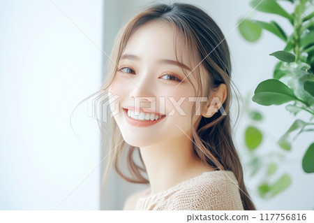 美麗的彩色頭髮女人“AI生成圖像” 美麗的彩色頭髮女人“AI生成圖像” 117756816