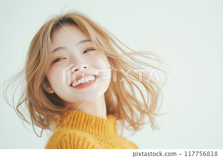 AI-generated image of a beautiful woman with colored hair AI-generated image of a beautiful woman with colored hair 117756818