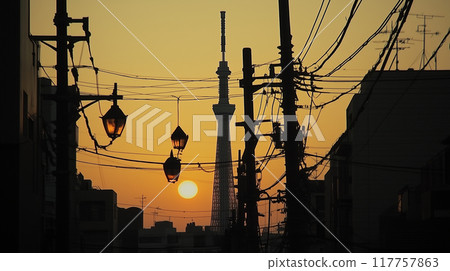 東京天空樹和日落 東京天空樹和日落 117757863