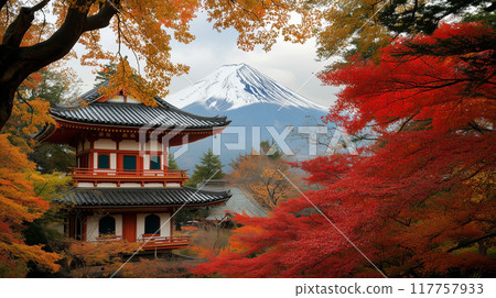 富士山、秋葉和五層寶塔 富士山、秋葉和五層寶塔 117757933