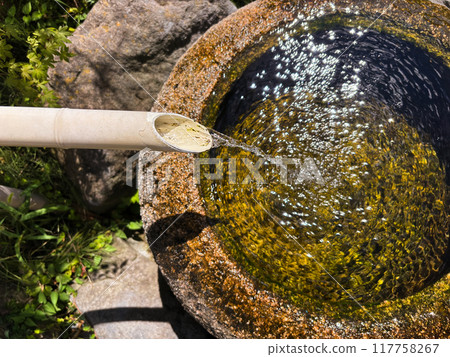 Stone water basin in Tatsumi Garden, Matsumoto City 117758267