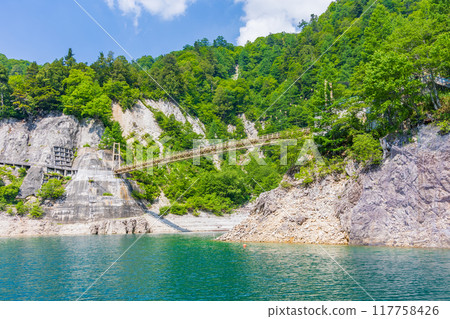Tateyama Kurobe Alpine Route in early summer Kurobe Dam (Lake Kurobe) Kampa Valley Suspension Bridge Tateyama Kurobe Alpine Route in early summer Kurobe Dam (Lake Kurobe) Kampa Valley Suspension Bridge 117758426