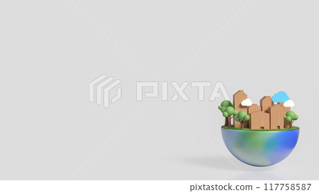 The house Building and tree on half planet for eco concept 3d rendering. The house Building and tree on half planet for eco concept 3d rendering. 117758587