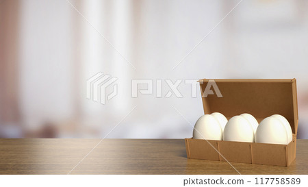 The egg in packaging for food concept 3d rendering. The egg in packaging for food concept 3d rendering. 117758589