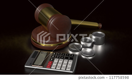 The Hammer and coins for Business law concept 3d rendering. The Hammer and coins for Business law concept 3d rendering. 117758598
