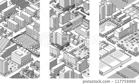從鳥瞰角度看的三維城市景觀向量圖 從鳥瞰角度看的三維城市景觀向量圖 117758980