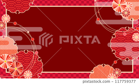 復古流行可愛日式框架背景 117759377