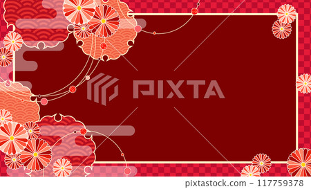 復古流行可愛日式框架背景 117759378