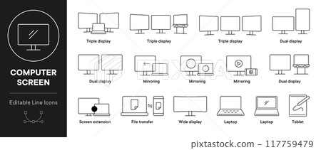Dual display, dual monitor, triple display, triple monitor, wide monitor thin 117759479