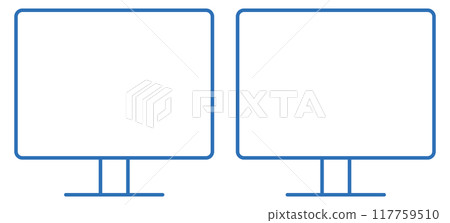 雙顯示器,兩個螢幕電腦顯示器的可編輯線向量圖示插圖 雙顯示器,兩個螢幕電腦顯示器的可編輯線向量圖示插圖 117759510