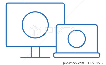 電腦顯示器鏡像的可編輯線向量圖示說明 117759512
