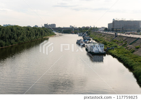 landscape yuri sea water boat russia lake ship summer berth pond nature middle lower mountain landscape yuri sea water boat russia lake ship summer berth pond nature middle lower mountain 117759825