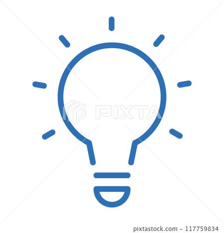 發光燈泡圖示的插圖。想法或發明的圖像。可編輯的線向量數據 117759834