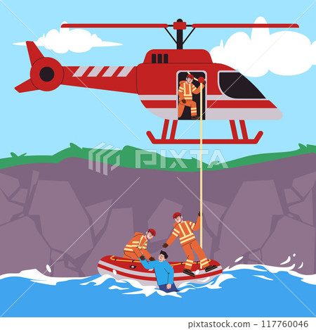 search and rescue team firefighter officer professional uniform job safety save savior occupation emergency help men people helicopter flood river lifeboat helping design icon illustration search and rescue team firefighter officer professional uniform job safety save savior occupation emergency help men people helicopter flood river lifeboat helping design icon illustration 117760046
