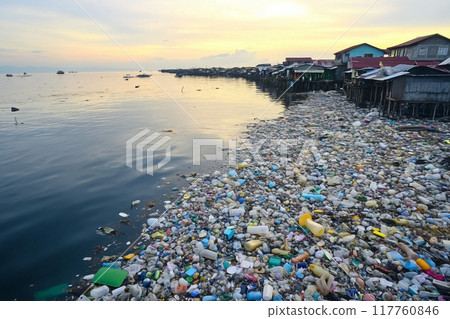 Plastic bottles dumped in the ocean 117760846