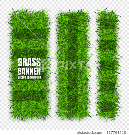 Green grass banners, background. Field, meadow texture, grassy landscape. Football playing pitch, soccer field. Sports ground, stadium. Ecology and environment protection. Vector illustration Green grass banners, background. Field, meadow texture, grassy landscape. Football playing pitch, soccer field. Sports ground, stadium. Ecology and environment protection. Vector illustration 117761228