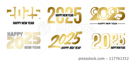 Set of 2025 Happy New Year greeting text designs. Christmas banner, poster, festive greeting card or seasonal promotion template. Collection of 2025 numbers with greetings. Vector illustration Set of 2025 Happy New Year greeting text designs. Christmas banner, poster, festive greeting card or seasonal promotion template. Collection of 2025 numbers with greetings. Vector illustration 117761352