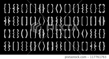 Shaded text brackets, black quotation box. Curly, square and corner parentheses. Vintage typographical symbol, calligraphic quote frame. Doodle, lettering element. Vector illustration Shaded text brackets, black quotation box. Curly, square and corner parentheses. Vintage typographical symbol, calligraphic quote frame. Doodle, lettering element. Vector illustration 117761763