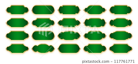 Islamic frames, oriental style objects. Arabic shapes, windows and arches. Traditional ornamental banner, frame. Muslim holidays, Ramadan Kareem. Modern eastern architecture. Vector illustration 117761771