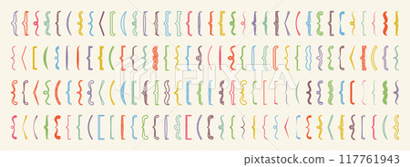 Shaded text brackets, colorful quotation box. Curly, square and corner parentheses. Vintage typographical symbol, calligraphic quote frame. Doodle, lettering element. Vector illustration 117761943