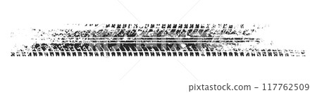 Grunge tire track, wheel braking marks. Truck, car or motorcycle tread pattern silhouette. Auto race, motorsport, speed racing design element. Vector illustration Grunge tire track, wheel braking marks. Truck, car or motorcycle tread pattern silhouette. Auto race, motorsport, speed racing design element. Vector illustration 117762509