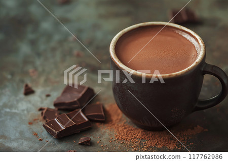 Hot chocolate.Background image with copy space or text space. 117762986