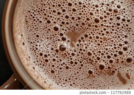 Macro close up background texture image of hot chocolate 117762989