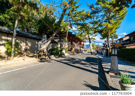 [Nara Prefecture] In front of the South Gate of Toshodaiji Temple under a clear blue sky 117763004