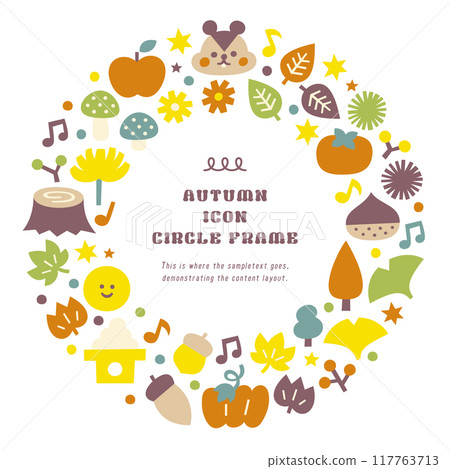 秋季材料圖示插圖花圈圓形框架 秋季材料圖示插圖花圈圓形框架 117763713