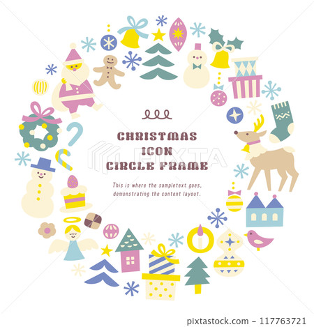 聖誕材料圖示插圖花圈圓形框架 117763721