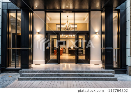 Stylish luxury hotel entrance 117764802