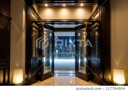 Stylish luxury hotel entrance 117764804