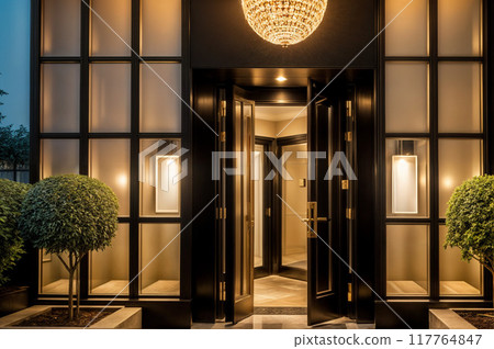 一家時尚的豪華酒店的入口 117764847