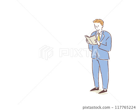 A man in a suit reading a book 117765224