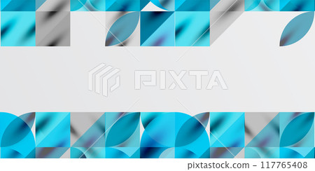 Triangles, round triangles and circles techno art. Vector Illustration For Wallpaper, Banner, Background, Card, Book Illustration, landing page 117765408