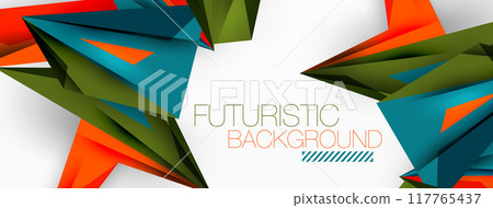 Minimal geometric abstract background. Low poly dynamic triangle design. Trendy techno business template for wallpaper, banner, background or landing 117765437