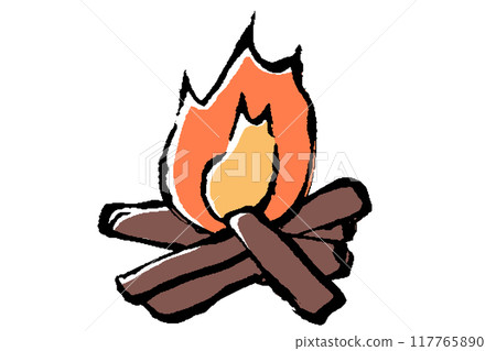 用畫筆觸摸營火的插圖 117765890