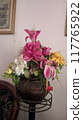 flowers on the old wooden vintage style 117765922