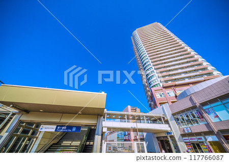 Yokohama cityscape in Japan in August. SOTETSU overlooking Tsurugamine Station and other areas = August 25, 2024 117766087