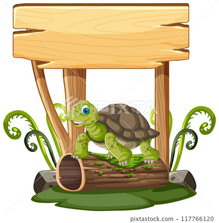 Happy Turtle by Wooden Sign 117766120
