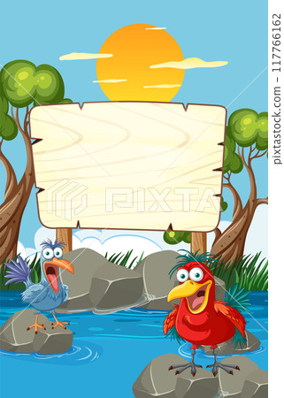 Birds by the River Sign 117766162