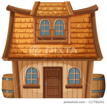 Charming Wooden House Illustration 117766201