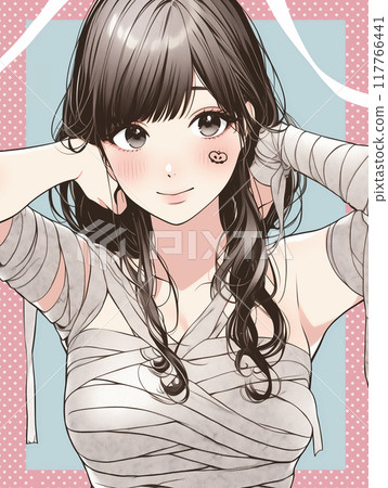 Halloween cosplay mummy cosplay girl manga style illustration Halloween cosplay mummy cosplay girl manga style illustration 117766441