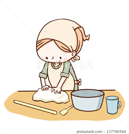 Cooking while kneading flour Cooking while kneading flour 117766568